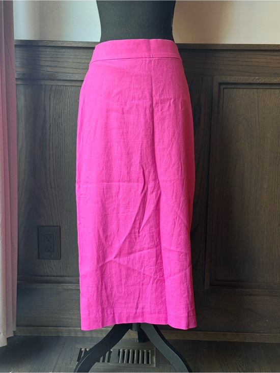 Ann Taylor Dresses & Skirts - Ann Taylor Vibrant Pink Linen Blend Midi Skirt 12 NWT